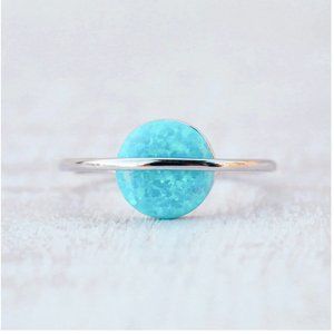 Opal Saturn Ring in Blue and Silver
